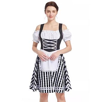 Women's Short Sleeve Off Shoulder Retro Plaid Midi Dress