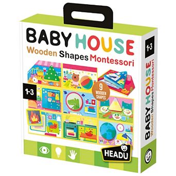 HEADU Wooden Shapes Montessori Baby House Matching Game