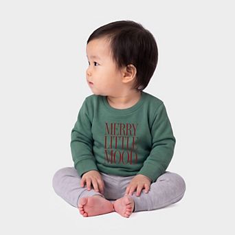 Merry Little Mood Stacked - Infant Crew Fleece Sweatshirt