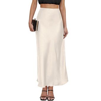 High Waisted Satin Maxi Skirt Leopard Print Elastic Waist A Line Casual Wear
