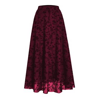 Womens Y2k Gothic High Waist Flowy Mesh Maxi Skirt