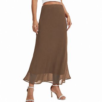 Women's Chiffon High Waist A-line Flowy Lined Casual Skirt
