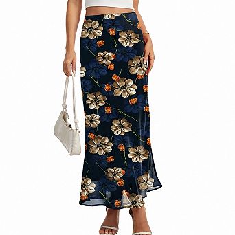 Women's Chiffon High Waist A-line Flowy Lined Casual Skirt
