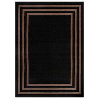 World Rug Gallery Classic Solid Border Power Loomed Indoor Area Rug, Non-Slip