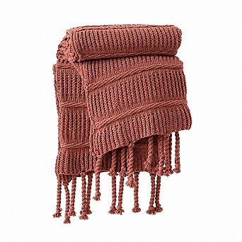 Boho Knitted Chenille Blanket Tassels Soft Lightweight All Season Decor