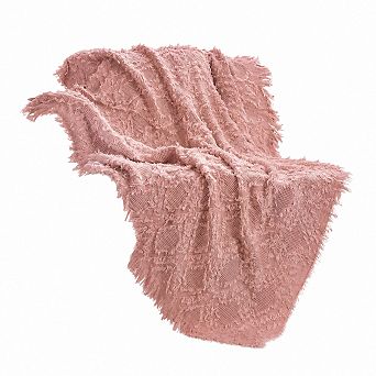 Boho Geometric Knit Throw Blanket Tassel Woven Soft Lightweight All Season