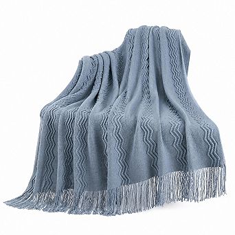 Boho Knitted Tassel Blanket Cozy Farmhouse Home Decor Lightweight All Season Use