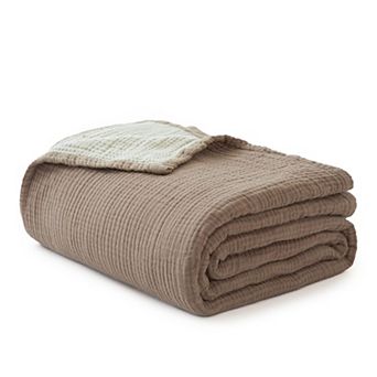 Cotton Muslin Blanket 4 Layer Lightweight Breathable All Season Throw for Home Camping