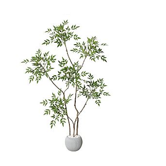 5/7FT Artificial Plants Indoor, Tall Fake Plant with White Pot, Nandina Artificial Tree