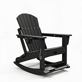 Outdoor Rocking Chairs for Porch, Folding Rocker Chair with 2 cup Holders