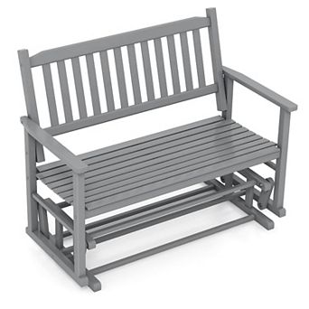 Costway Patio Glider Loveseat Chair Swing Rocking Bench with Slatted Seat & Curved Backrest