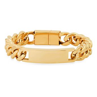 Jacob Michaels Men's Stainless Steel Cuban Link Chain ID Bracelet