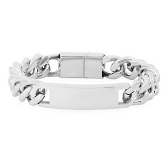 Jacob Michaels Men's Stainless Steel Cuban Link Chain ID Bracelet