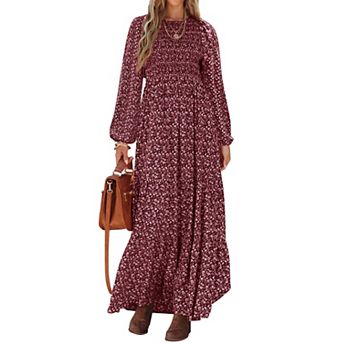 Womens Long Sleeve Maxi Fall Dress Trendy Outfit