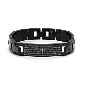 Jacob Michaels Men's Stainless Steel The Lord's Prayer Link Bracelet
