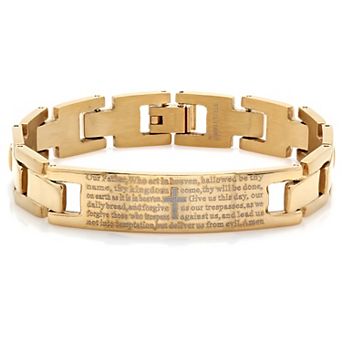 Jacob Michaels Men's Stainless Steel The Lord's Prayer Link Bracelet
