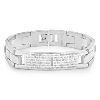 Jacob Michaels Men's Stainless Steel The Lord's Prayer Link Bracelet