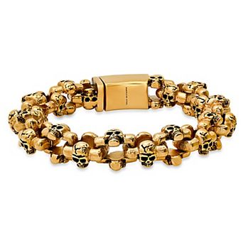 Jacob Michaels Men's Stainless Steel Skull Links Bracelet