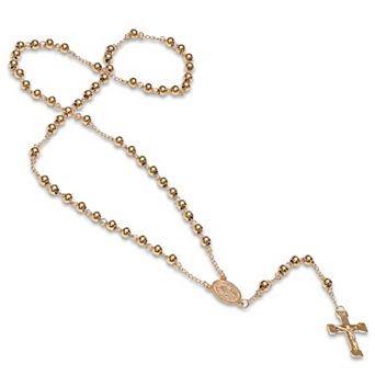 Jacob Michaels Men's Stainless Steel Beaded Classic Rosary Necklace