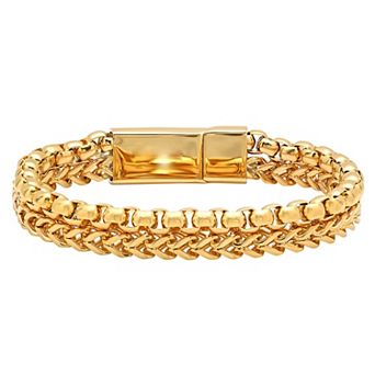 Jacob Michaels Men's Stainless Steel Braided Multi-Row Chain Bracelet