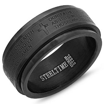 Jacob Michaels Men's Stainless Steel The Lord's Prayer Spinner Ring