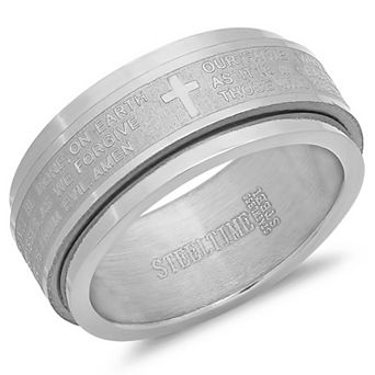 Jacob Michaels Men's Stainless Steel The Lord's Prayer Spinner Ring