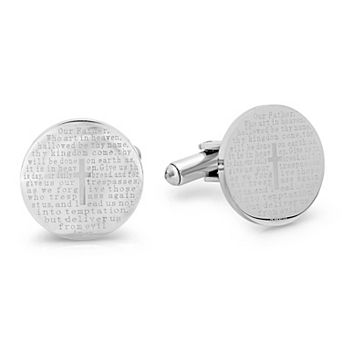 Jacob Michaels Men's The Lord's Prayer Stainless Steel Bullet Back Cufflinks