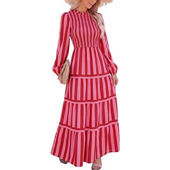Womens Fall Long Sleeve Maxi Dress With Pockets