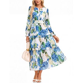 Womens Fall Chiffon Casual Long Dress
