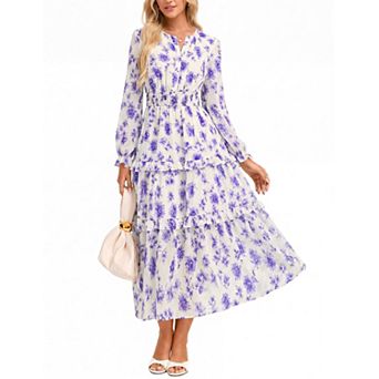 Womens Fall Chiffon Casual Long Dress