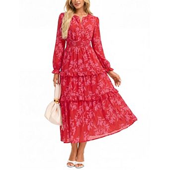 Womens Fall Chiffon Casual Long Dress