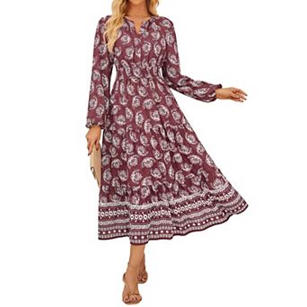Womens Fall Long Sleeve Maxi Dress