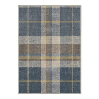 GENIMO Classic Plaid Machine Washable Low Pile Non-Slip Soft Polyester Rug