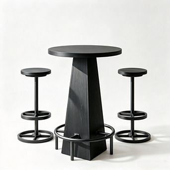 Round Bar Table Set 36" High Bistro Pub Table for Small Spaces, Black