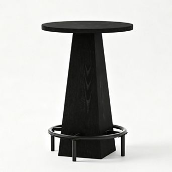 Round Bar Table 36" High Bistro Pub Table for Small Spaces, Black