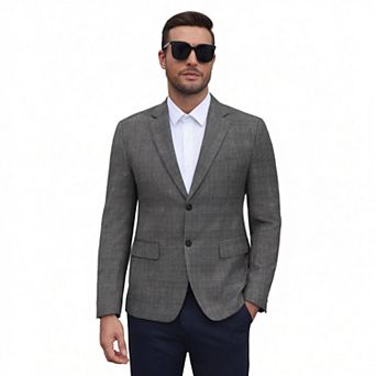COOFADNY Mens Plaid Suits Business Casual Blazer Two Buttons Slim Fit Formal Wedding Office Party