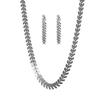 Elara Chevron Necklace & Earring Set Trendy Statement