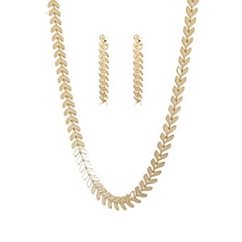 Elara Chevron Necklace & Earring Set Trendy Statement