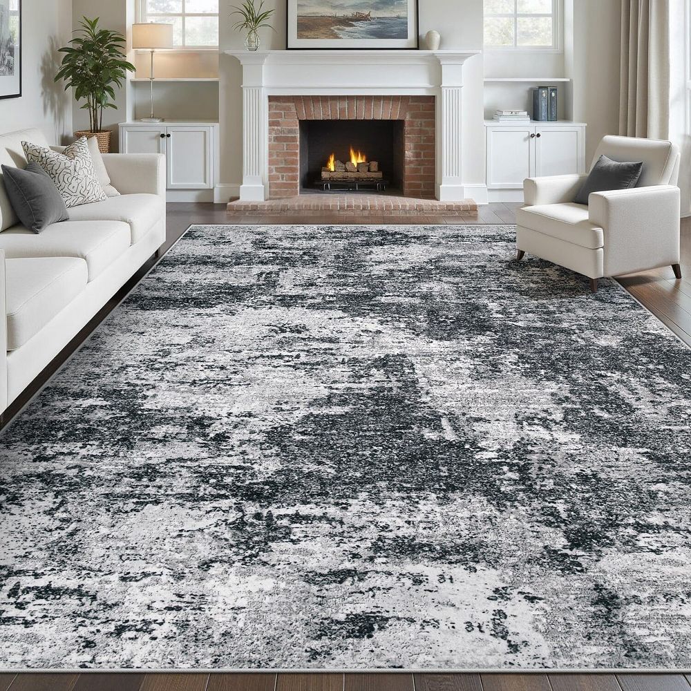 Washable Non Slip Modern Abstract Low Pile Runner Rug For Home High ...