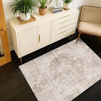 Washable Non Slip Low Pile Medallion Runner Rug Stain Resistant for Hallway Entryway Kitchen