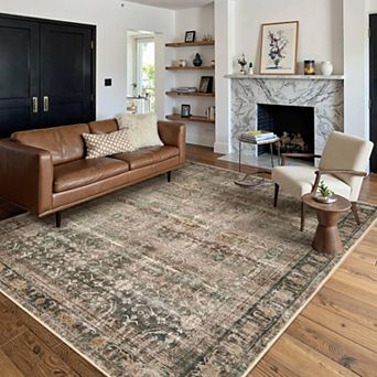 Vintage Boho Washable Runner Rug Non Slip Low Pile For High Traffic Areas