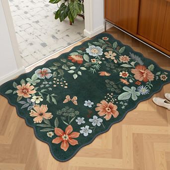 Ultra Soft Washable Non Slip Floral Area Rug for Kitchen Hallway High Traffic