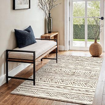 Moroccan Style Washable Non-Slip Low Pile Runner Rug for Hallway Kitchen Entryway Bedroom