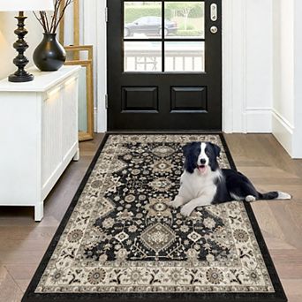 Washable Non Slip Hallway Runner Rug Low Pile Easy Clean Soft Flat Weave