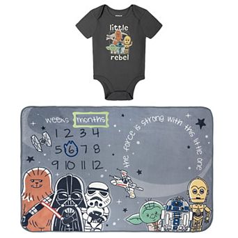 Star Wars New Baby 4 pc Bodysuit and Blanket Set