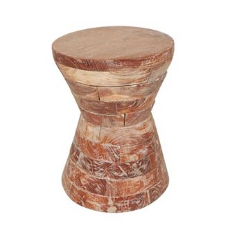 Stella & Eve Teak Wood Handmade Hourglass Accent Table