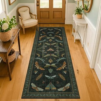 Boho Hallway Runner Rug Washable Non Slip Indoor Low Pile