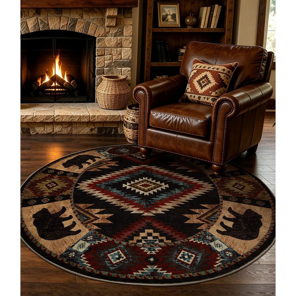 Washable Rustic Cabin Rug Pet Friendly Non Slip Low Pile Country Style