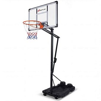 Costway 10 FT Portable Basketball Hoop with Shock Absorbent Rim, Fillable Base for Adults