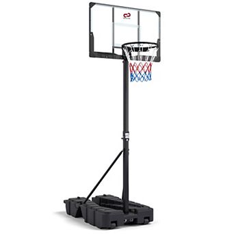 Costway 10 FT Foldable Basketball Hoop with Fillable Base, Wheels & Shatterproof Backboard